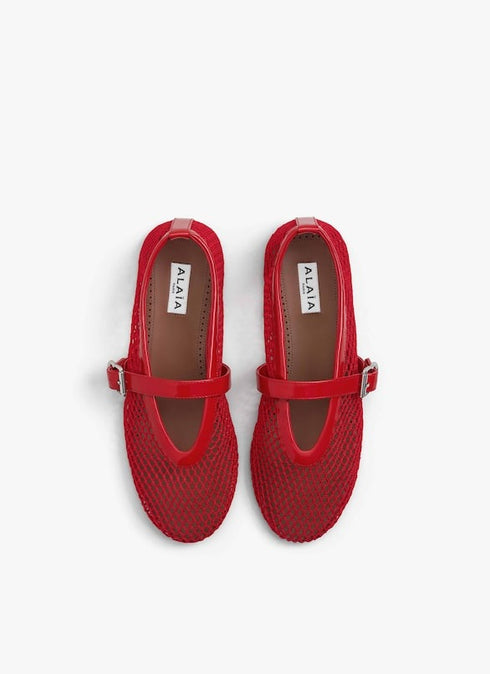 Red - Ballet Flats In Fishnet - GLAM MODA